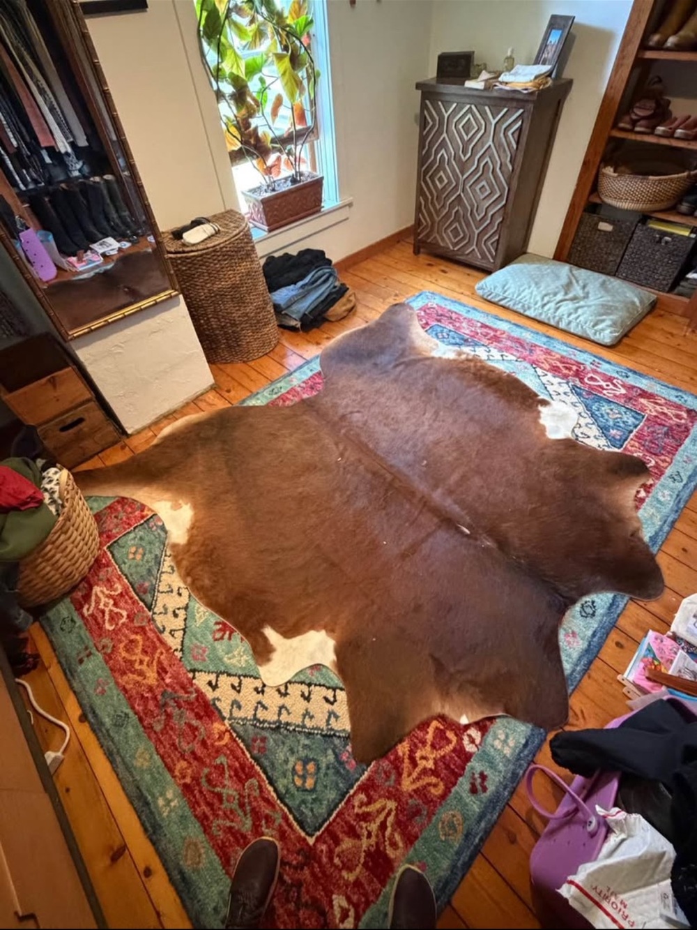 Brown Cowhide Rug - Natural Brown and White